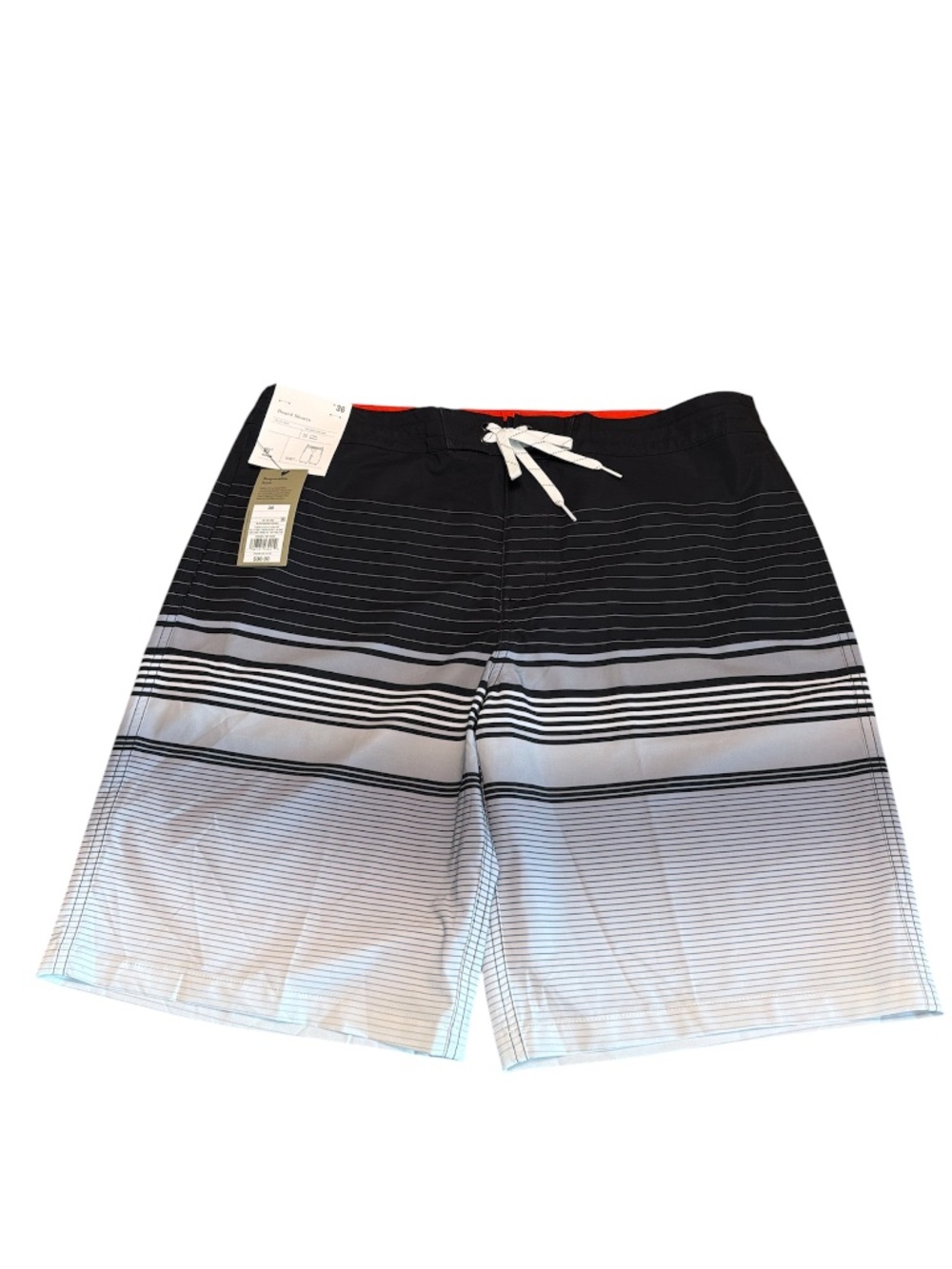 Goodfellow & Co Black White Stripe Board Shorts Mens 36 NWT Swim Trunks